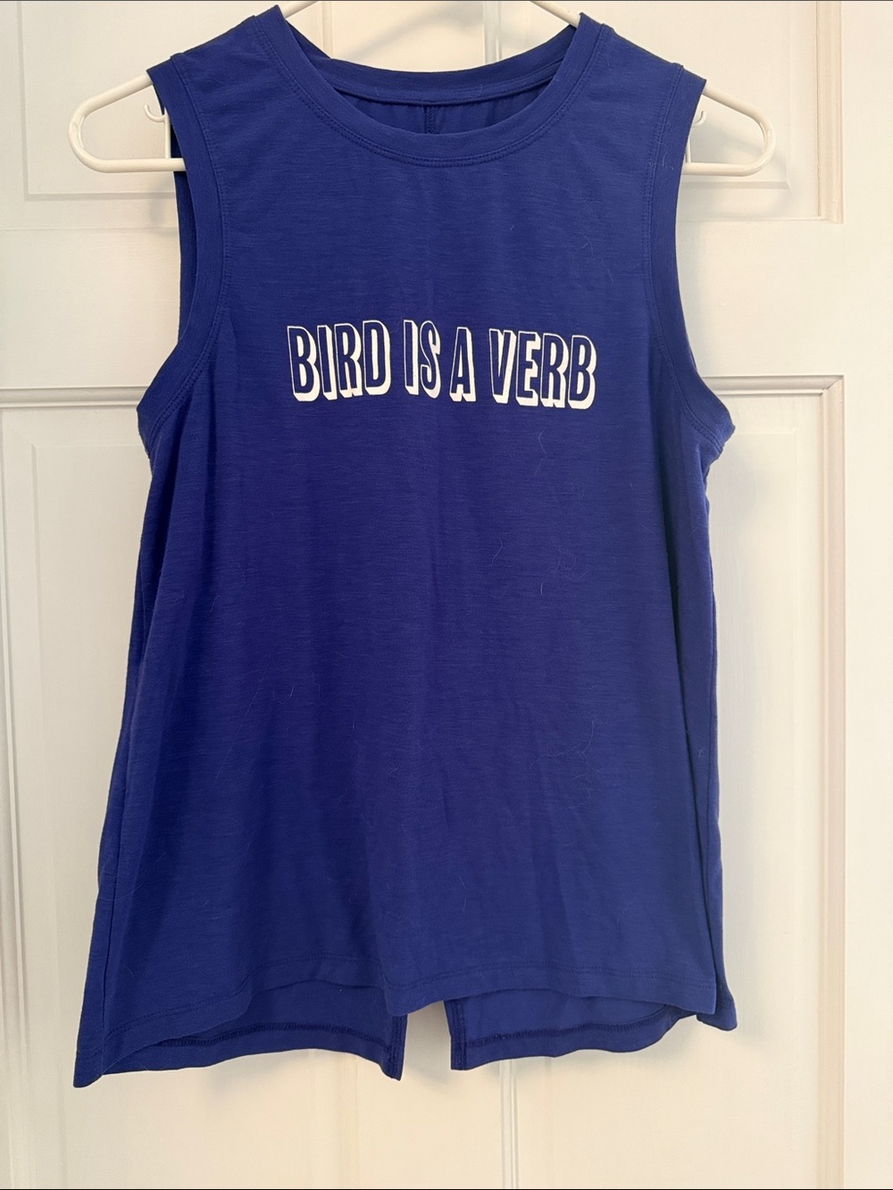 oiselle Blue 'Bird Is A Verb' Sleeveless Tank